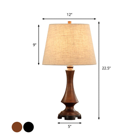 Fabric Desk Lighting: Countryside Black/Brown Conical Night Light