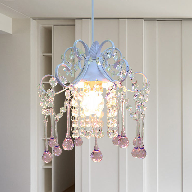 Hand-Cut Crystal Pendant Ceiling Lamp - Cascade Restaurant - Minimalist Design - Blue/Pink Down Lighting