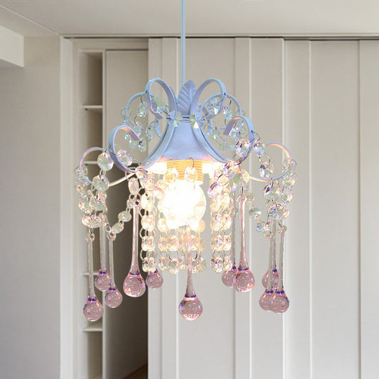 Minimalist Crystal Ceiling Lamp With Hand-Cut Design And Blue/Pink Down Lighting Pink