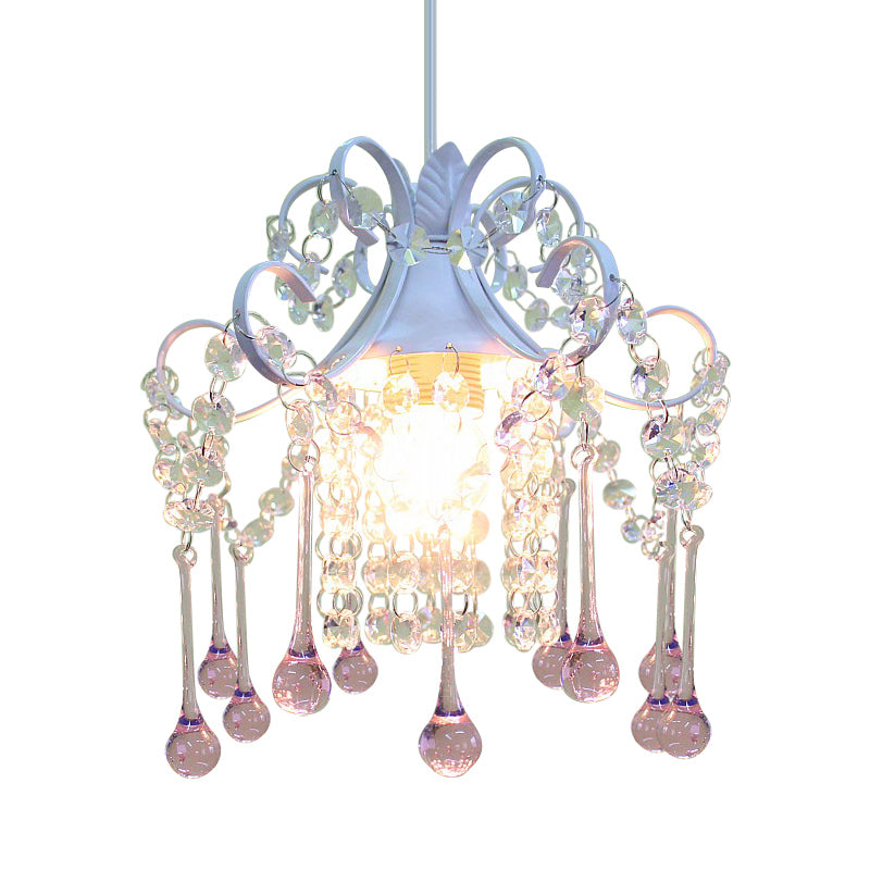 Hand-Cut Crystal Pendant Ceiling Lamp - Cascade Restaurant - Minimalist Design - Blue/Pink Down Lighting