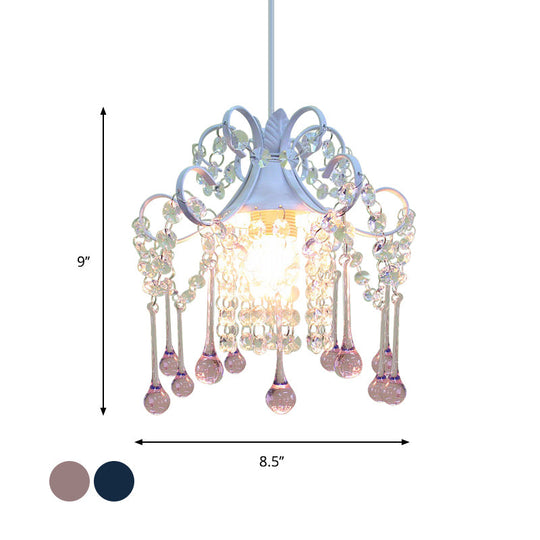 Hand-Cut Crystal Pendant Ceiling Lamp - Cascade Restaurant - Minimalist Design - Blue/Pink Down Lighting