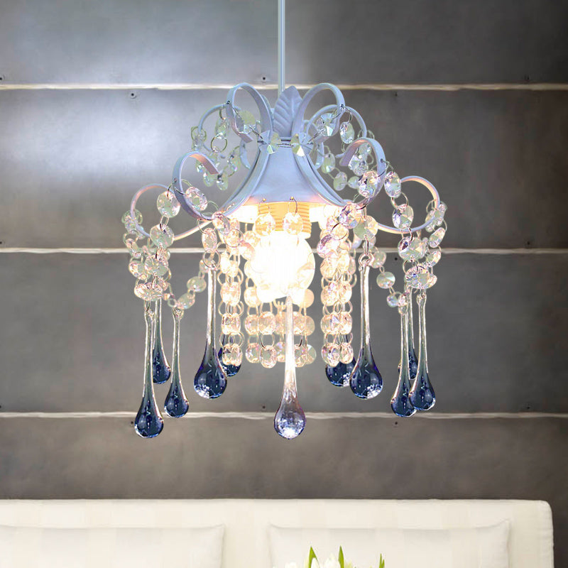 Hand-Cut Crystal Pendant Ceiling Lamp - Cascade Restaurant - Minimalist Design - Blue/Pink Down Lighting