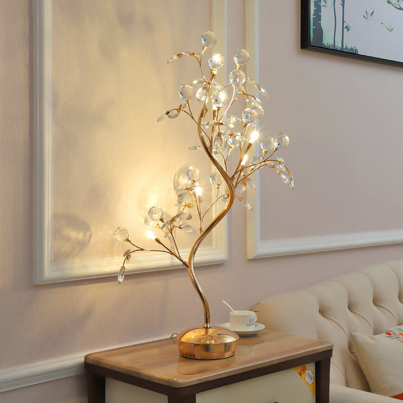 Mia - Gold Branch Beveled Crystal Table Light Postmodern Living Room LED Nightstand Lighting in Gold