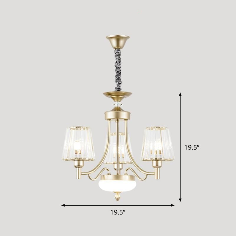 Gold Crystal Cone Pendant Light With Minimalist Design - 3/6 Bulbs Perfect For Bedroom