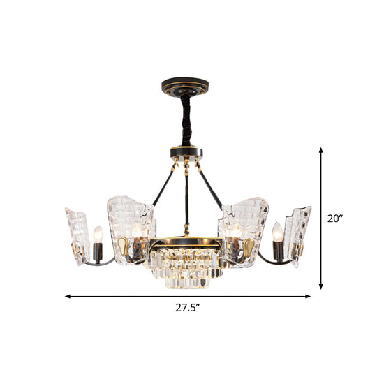 Modern Crystal Chandelier With Clear Glass And Black Suspension 4/6 Bulbs - Perfect For Kitchen