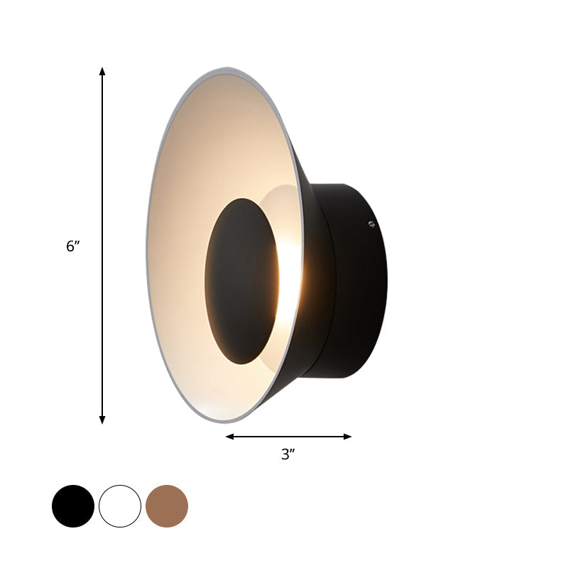 Minimalist Led Wall Lamp: White/Black/Pink Finish Bowl Sconce Light For Drawing Room