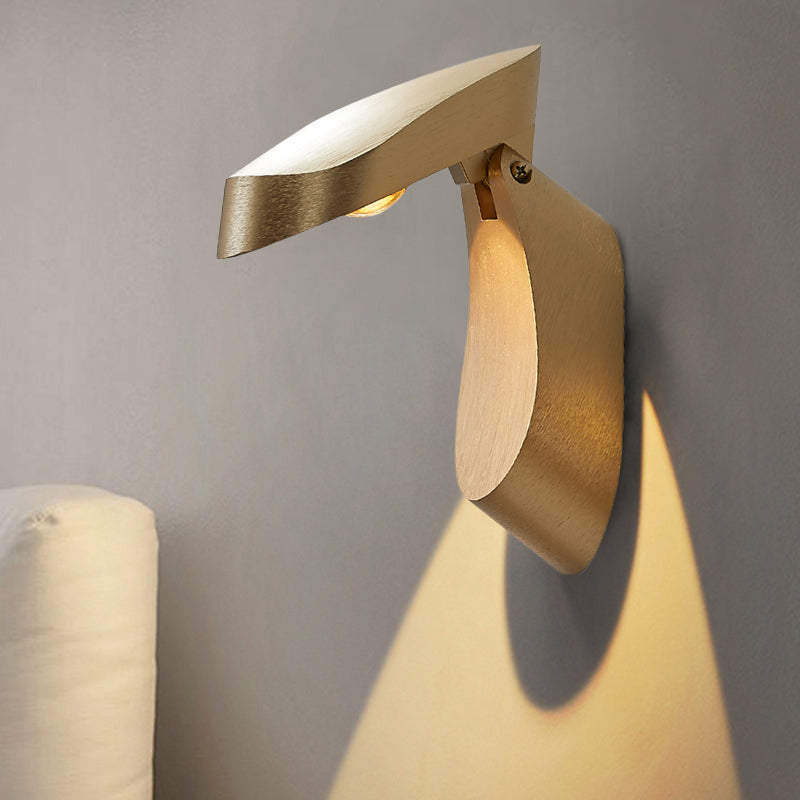 Rotatable Oval Wall Sconce - Modern Metal Led Bedside Light In White/Black/Gold Finish Gold