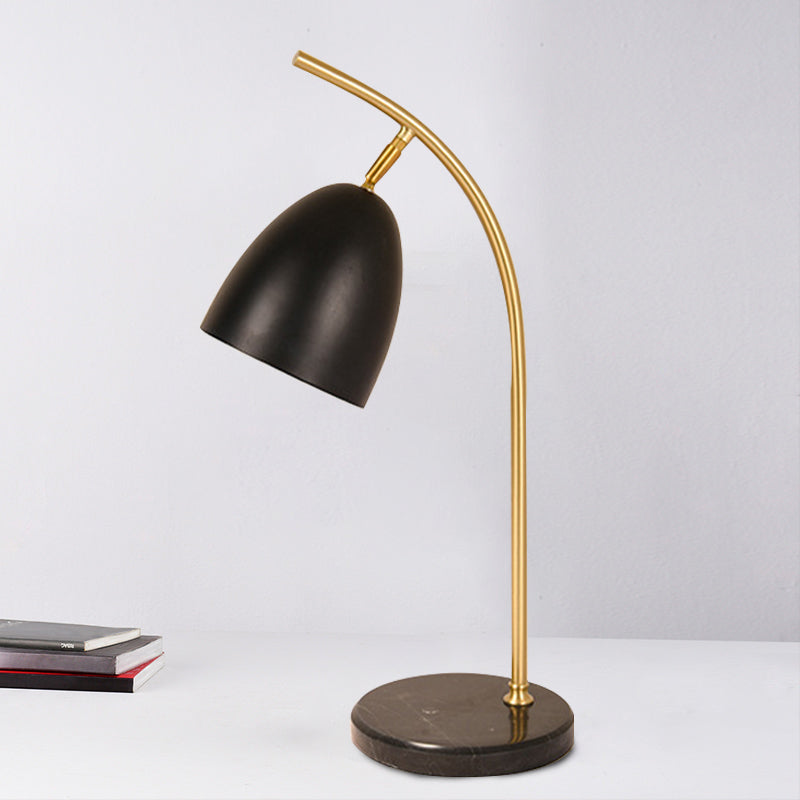 Modern Metal Shade Bell Shape Desk Lamp With 1 Bulb White/Black Finish Black
