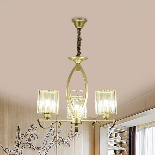 Modern Gold Cylinder Crystal Chandelier - 3/6 Lights Living Room Ceiling Light 3 /