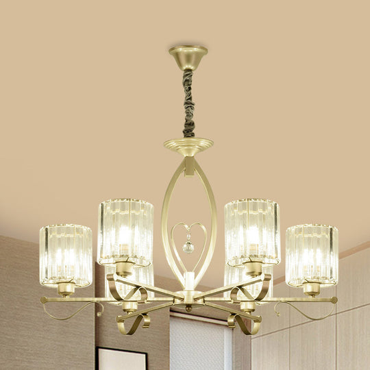 Modern Gold Cylinder Crystal Chandelier - 3/6 Lights Living Room Ceiling Light 6 /