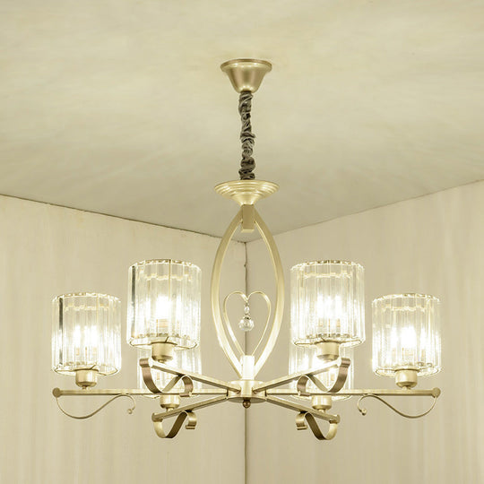 Modern Crystal Block Gold Pendant Chandelier - 3/6 Lights - Living Room Ceiling Light