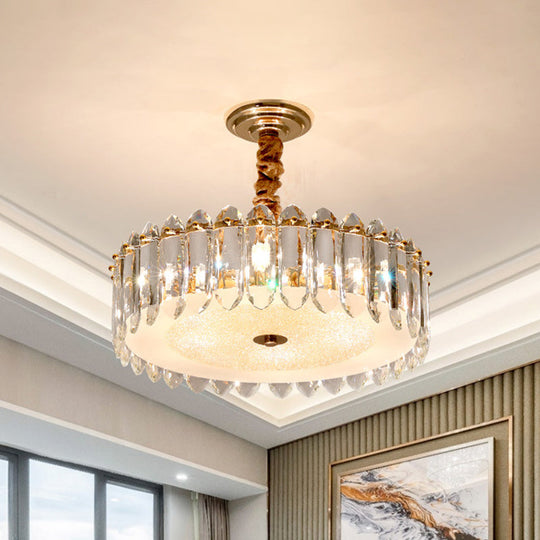 Modern 6-Light Clear Crystal Chandelier For Bedroom - Hanging Lamp Fixture