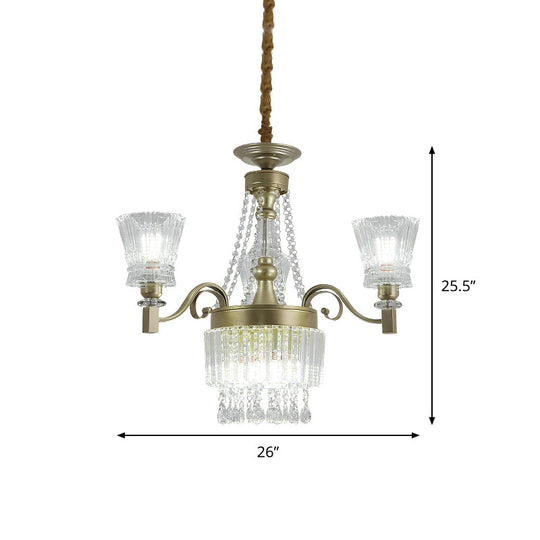 Modern Gold Crystal Chandelier - 6/9-Head Clear Pendant Lamp For Bedroom