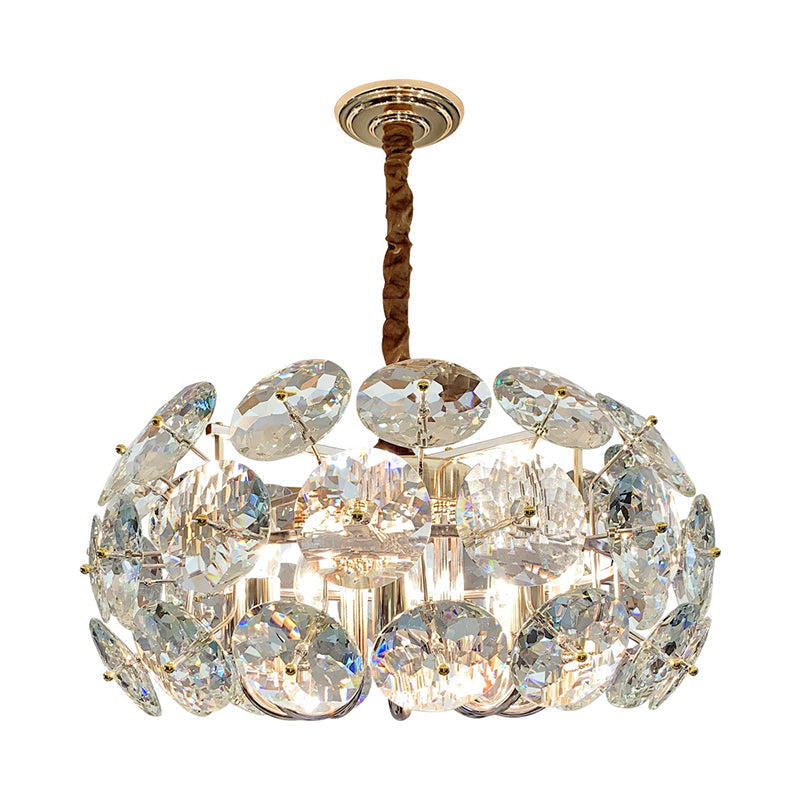 Minimalist Clear Crystal 8-Head Hanging Pendant Ceiling Chandelier For Bedroom