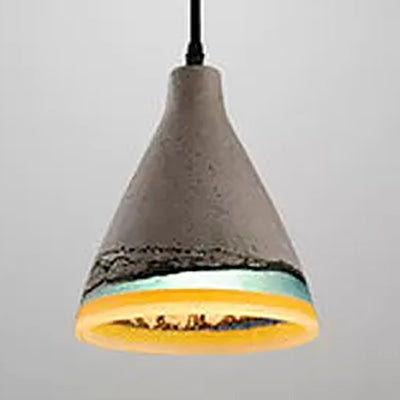 Dark Blue/Light Blue/Orange Conic Pendant Light Antique Style Cement 1 Head Restaurant Hanging Light Fixture