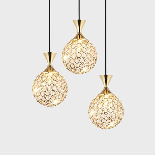 Modern Cluster Pendant Gold Cut Crystal Hanging Ceiling Light For Dining Room Lighting