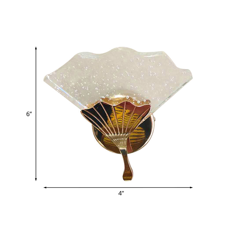 Modern Gold Led Wall Sconce Lamp With Bubble Crystal Accent For Bedroom