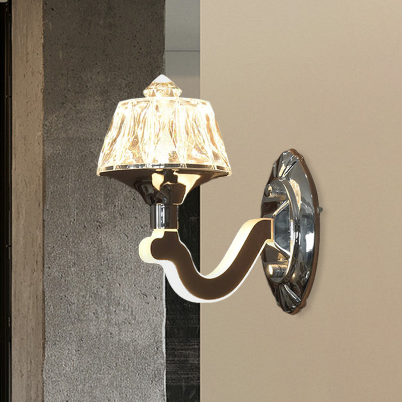 Modern Chrome Wall Lamp With Clear Crystal Accent And Luminous Arm 1 /