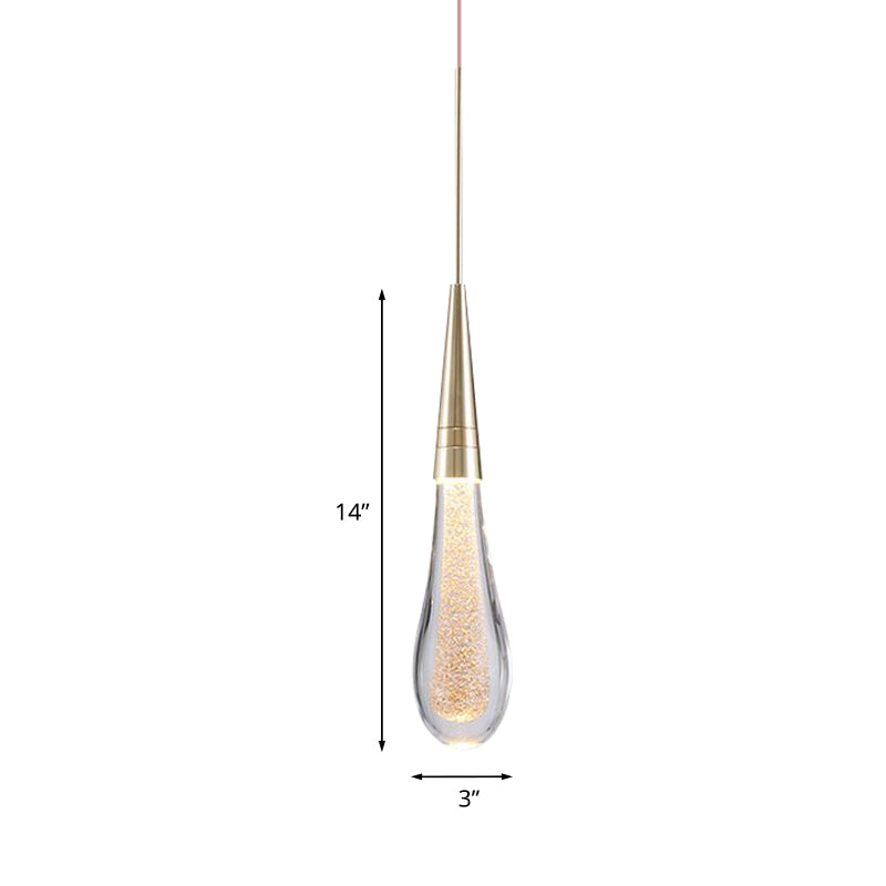Modern Brass Droplet Crystal Ceiling Lamp With Led Pendant Light For Living Room