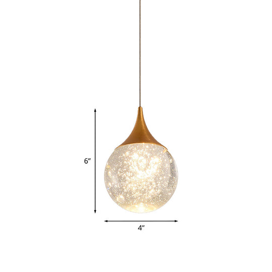 Sleek Crystal Seeded Suspension Lamp: Elegant Bedroom Lighting Solution