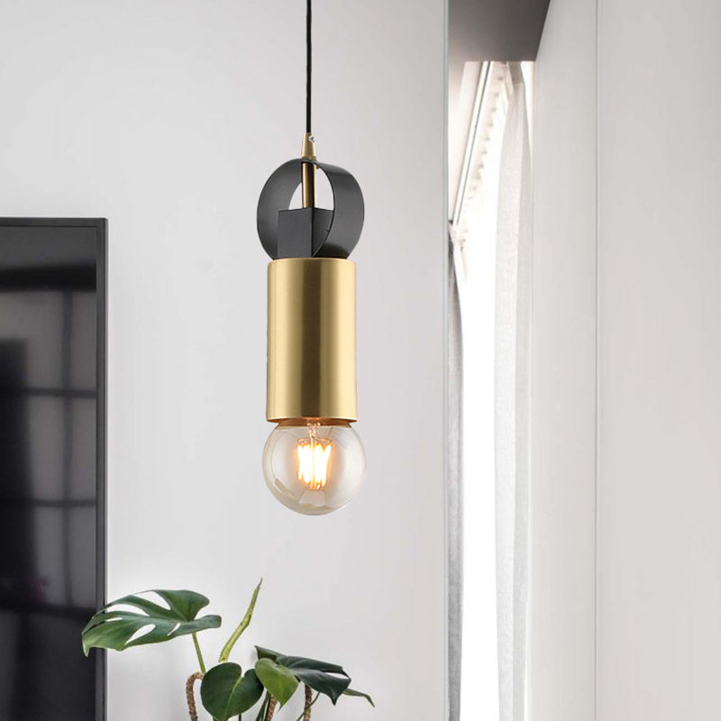 Modern Tube Mini Pendulum Light - Brass Finish | Bedroom Suspension Lamp