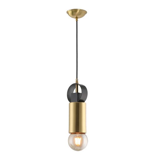 Modern Tube Mini Pendulum Light - Brass Finish | Bedroom Suspension Lamp