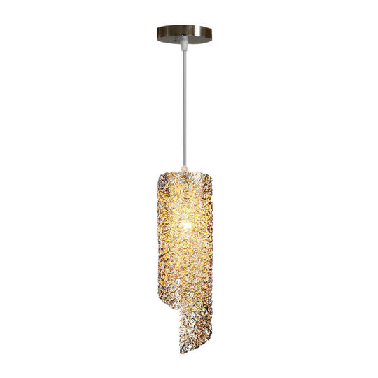 Cylinder Hanging Light With Silver Brown And Blue Finish - Contemporary Aluminum Wire Pendant
