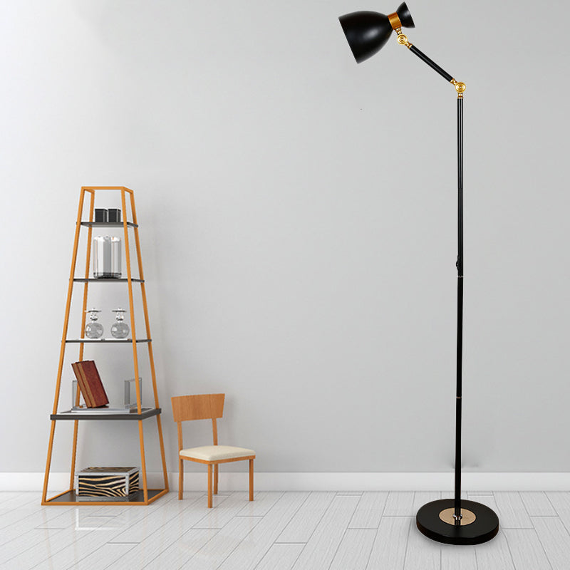 Macaron Metallic Flare Floor Lamp: Wide Rotatable Arm 1 Light Black/Pink/White Black