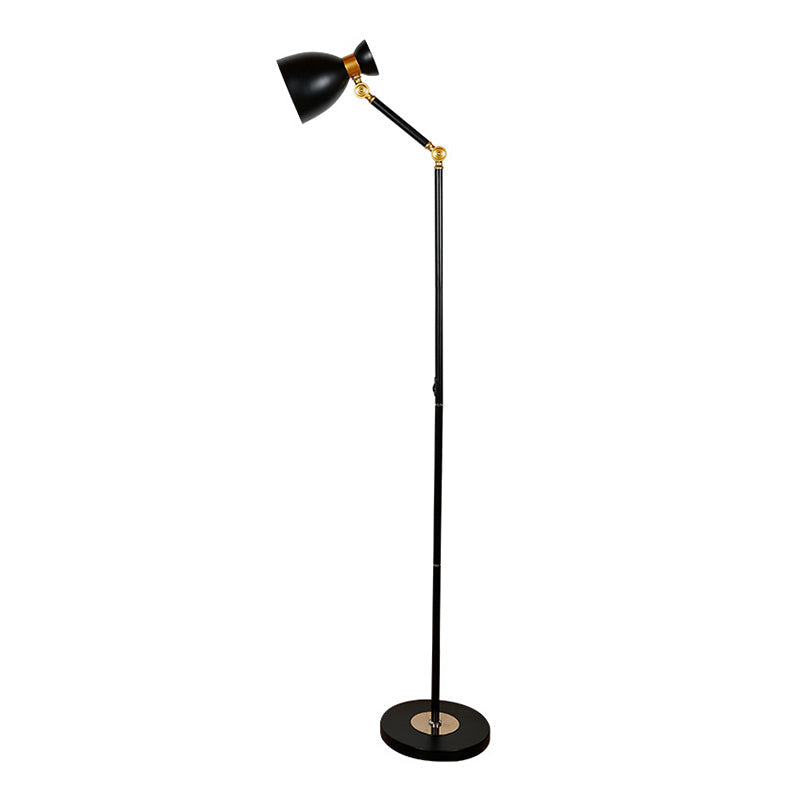 Macaron Metallic Flare Floor Lamp: Wide Rotatable Arm 1 Light Black/Pink/White