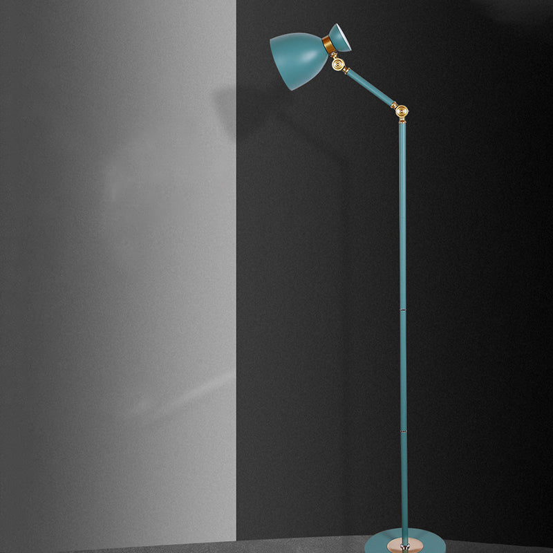 Macaron Metallic Flare Floor Lamp: Wide Rotatable Arm 1 Light Black/Pink/White Green