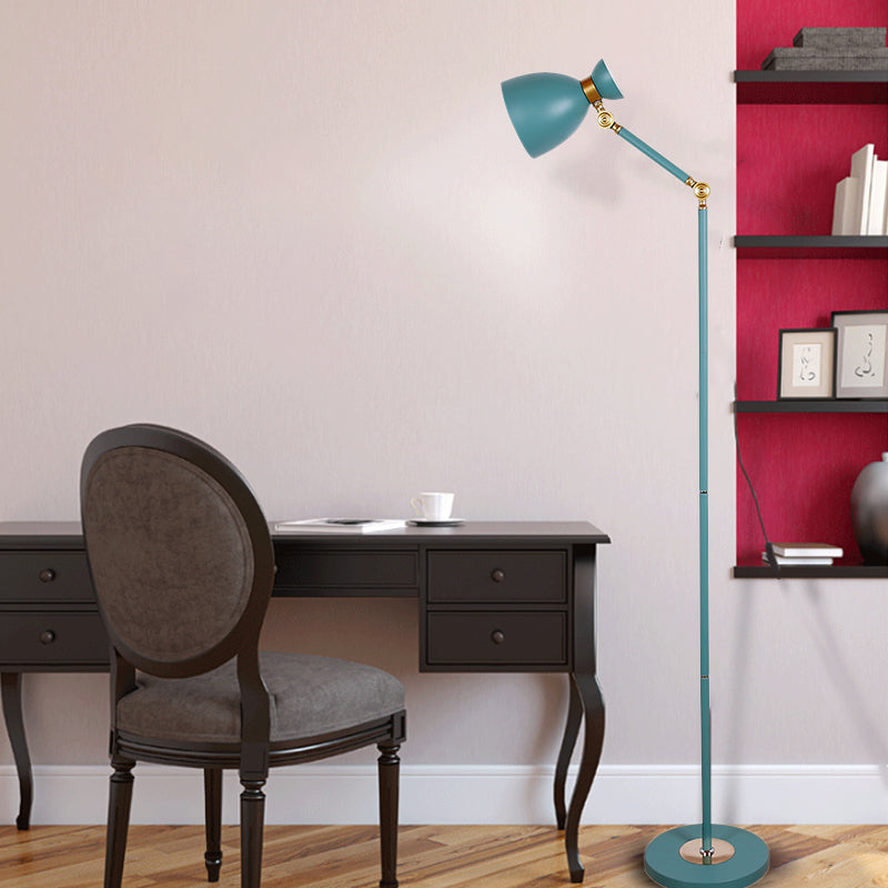 Macaron Metallic Flare Floor Lamp: Wide Rotatable Arm 1 Light Black/Pink/White