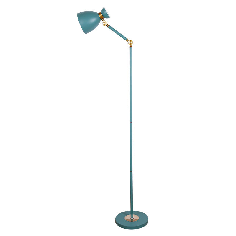 Macaron Metallic Flare Floor Lamp: Wide Rotatable Arm 1 Light Black/Pink/White