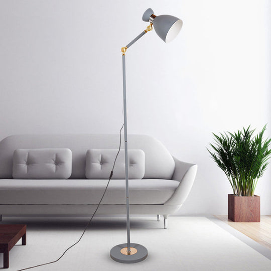 Macaron Metallic Flare Floor Lamp: Wide Rotatable Arm 1 Light Black/Pink/White