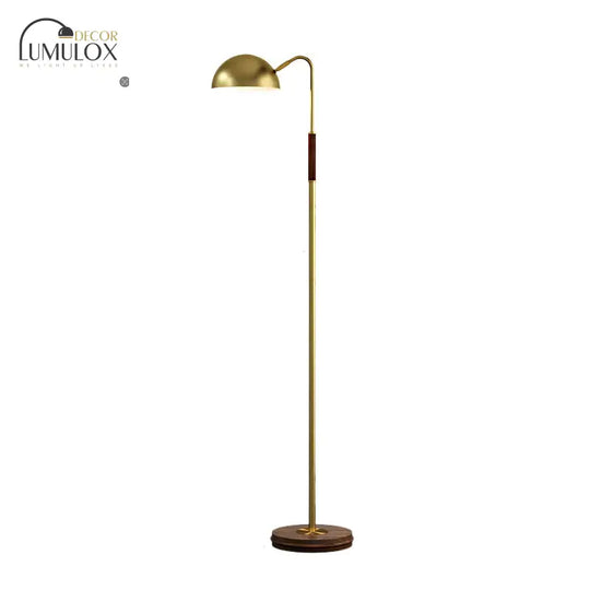 Dome Shade Living Room Floor Lighting Metal Single Light Postmodern Floor Stand Lamp in Brass