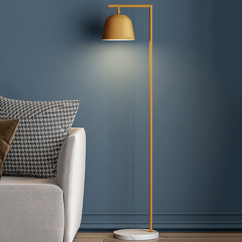 Modern Standing Metallic Floor Lamp In Black/Gold With Marble Base Gold