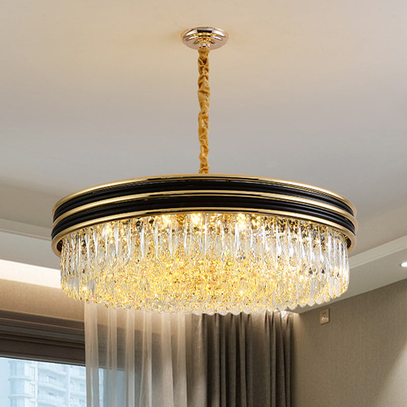 Crystal Ceiling Pendant: Minimalistic Black And Gold Ring Chandelier Black-Gold
