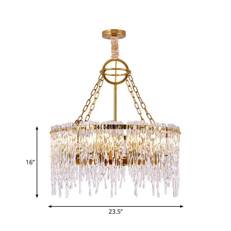 Simple Gold Crystal Chandelier - 8-Bulb Ceiling Hang Fixture For Living Room