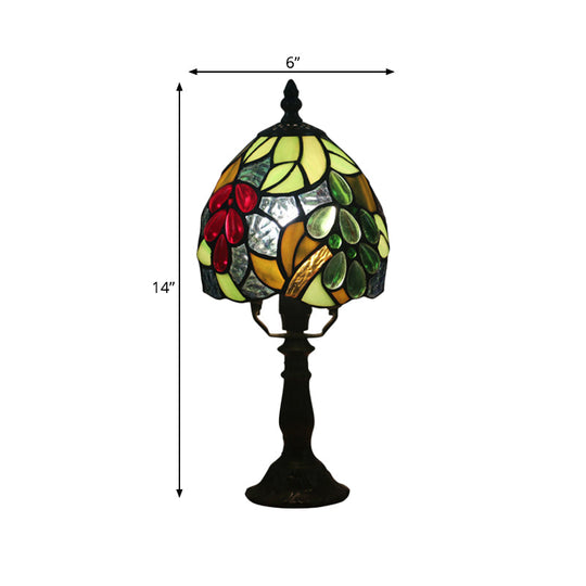 Tiffany Dome Table Light - Hand Cut Glass Dark Coffee Finish 1-Light Desk Lamp