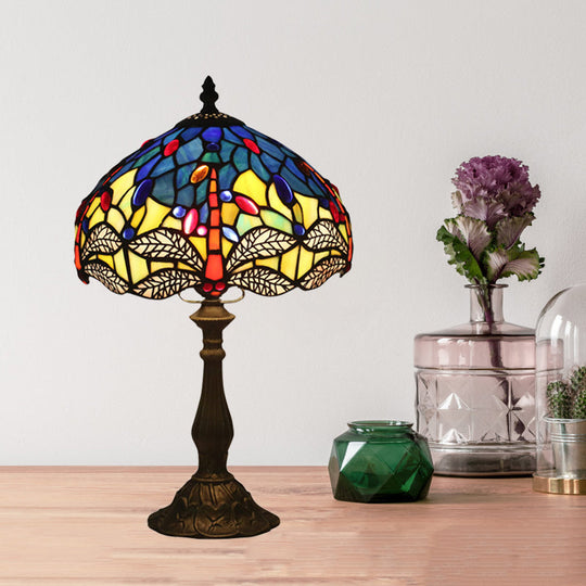 Hélène - Baroque Baroque Dragonfly Task Lamp 1 Head Hand Cut Glass Night Table Light in Bronze for Bedroom