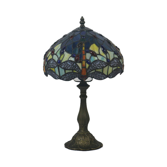 Hélène - Baroque Baroque Dragonfly Task Lamp 1 Head Hand Cut Glass Night Table Light in Bronze for Bedroom