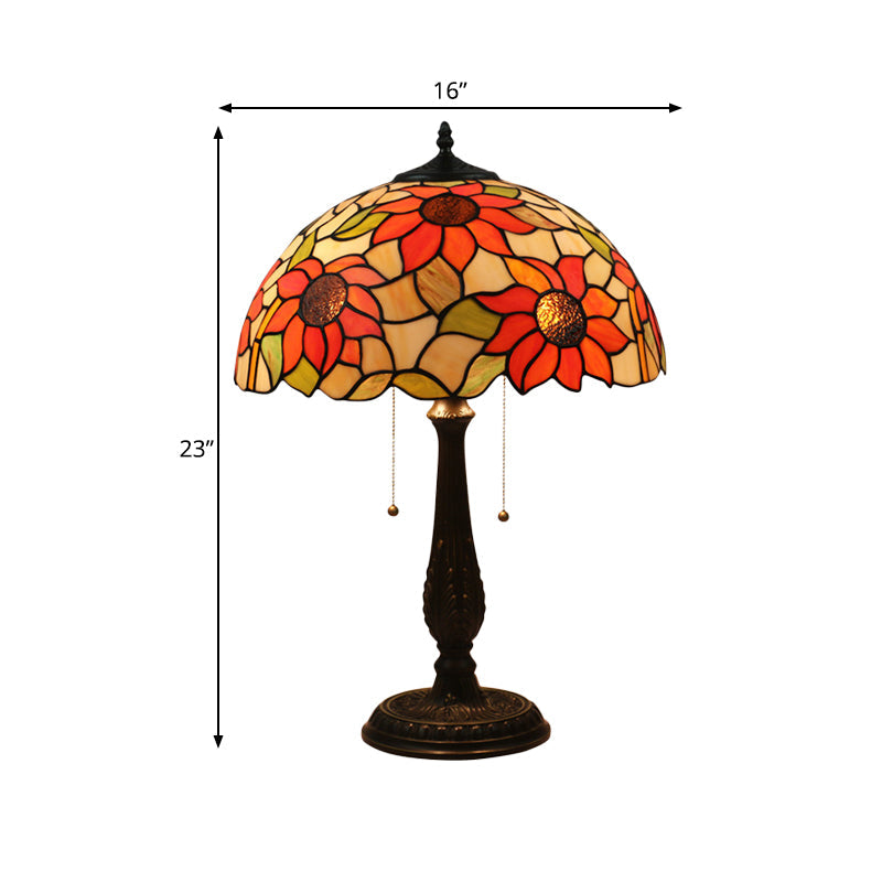 Sadie - Bronze Victorian Nightstand Lamp with Sunflower Pattern