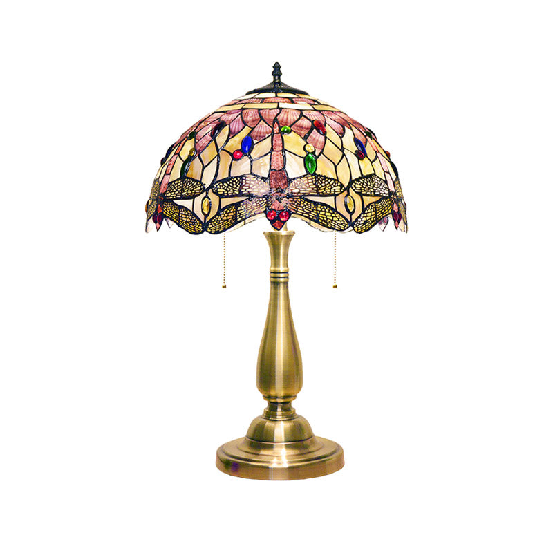 Marguerite - Scalloped Dome Shell Night Lamp Tiffany 2 Heads Table Lighting
