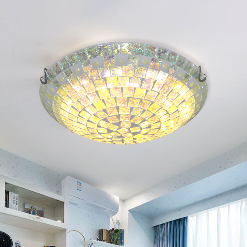 Baroque Glass Ceiling Lamp - Blue Flush Mount Light Fixture For Bedroom