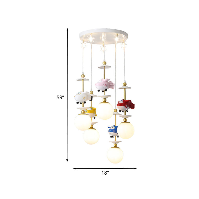 Gold Metal Kids Bedroom Pendant Light - Plane Multi Suspension Lamp (3/5 Lights)