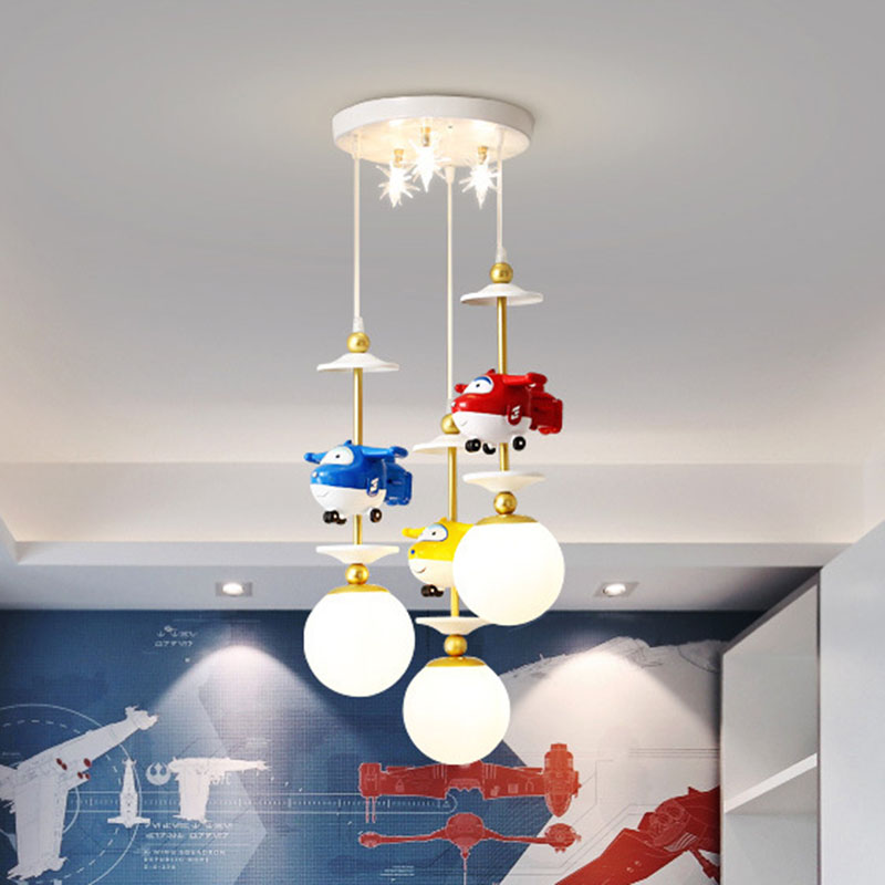 Gold Metal Kids Bedroom Pendant Light - Plane Multi Suspension Lamp (3/5 Lights) 3 /