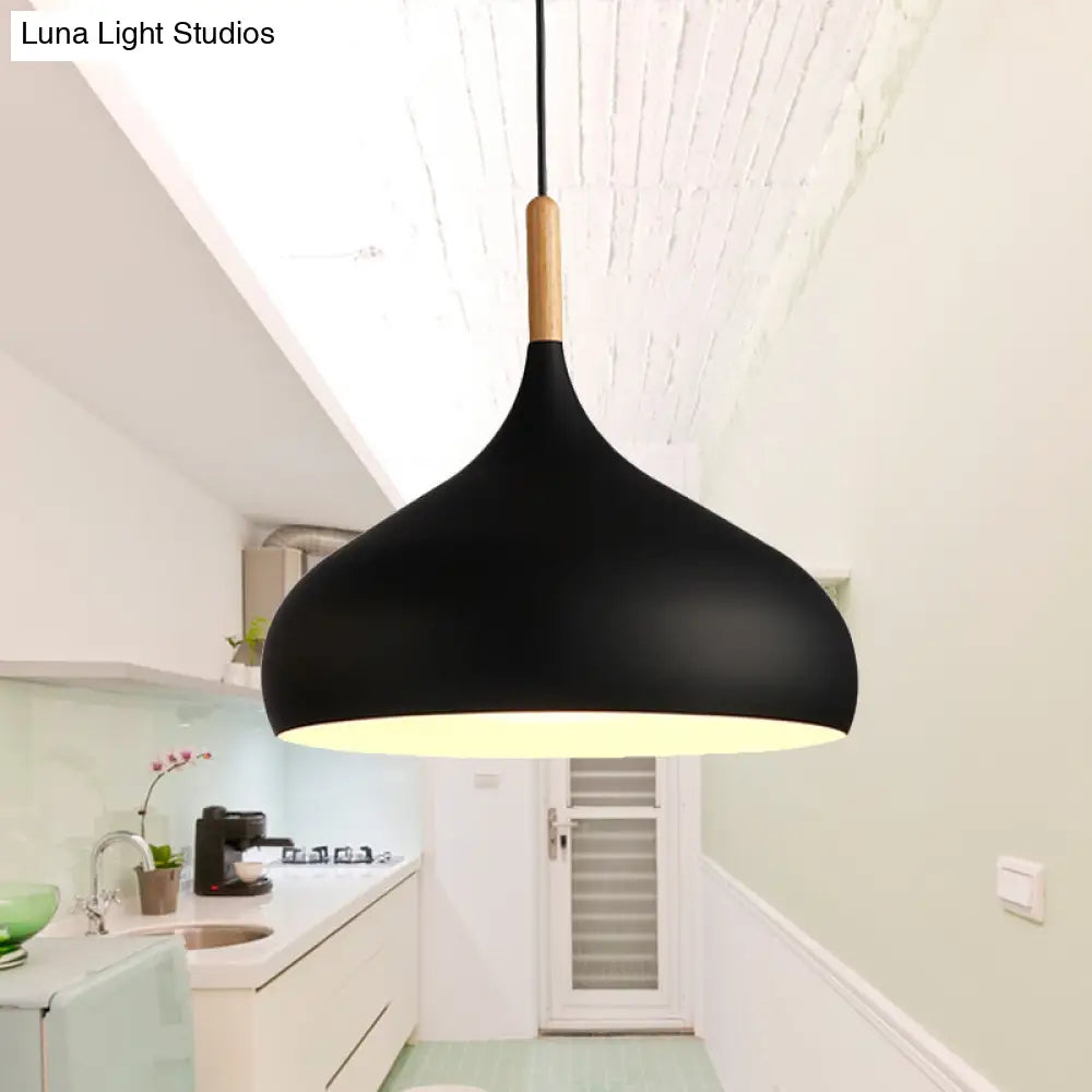 9.5’/12.5’/14’W Teardrop Pendant Lighting In Nordic Style Metal 1 Light Black/White/Gold Hanging