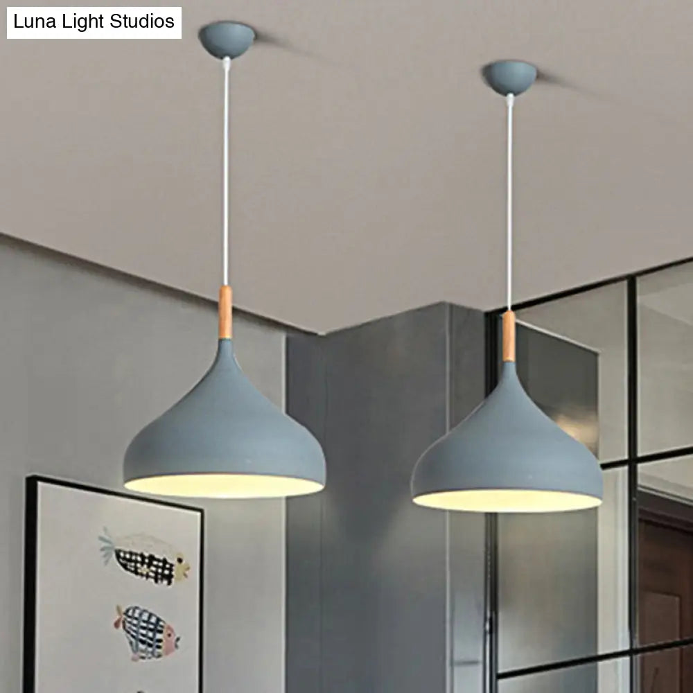 9.5’/12.5’/14’W Teardrop Pendant Lighting In Nordic Style Metal 1 Light Black/White/Gold Hanging