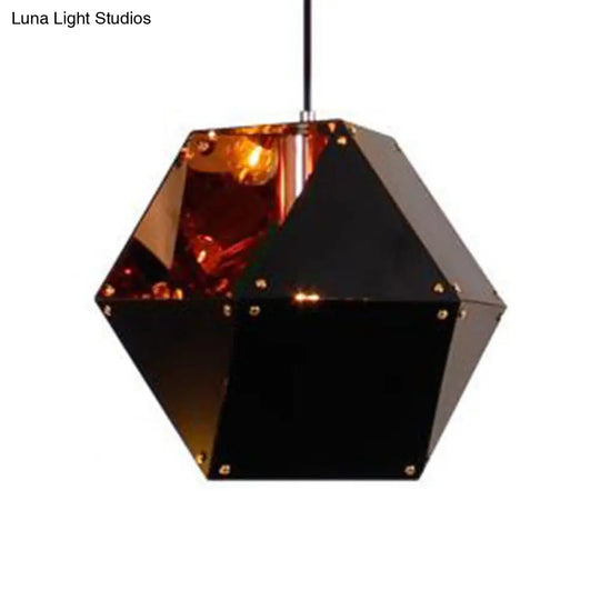 Minimalist Gem Hanging Light Kit - 1 Black/White/Pink Pendant Lamp 9.5/12 Wide Black / 9.5