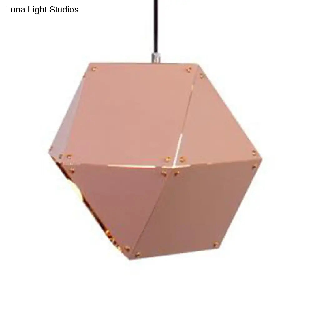 Minimalist Gem Hanging Light Kit - 1 Black/White/Pink Pendant Lamp 9.5/12 Wide Pink / 9.5