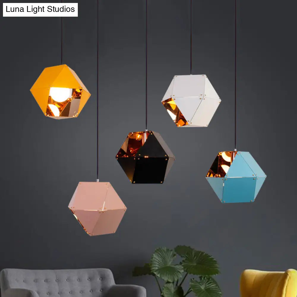 9.5’/12’ Gem Hanging Light Kit - Minimalist Metal Pendant Lamp In Black/White/Pink